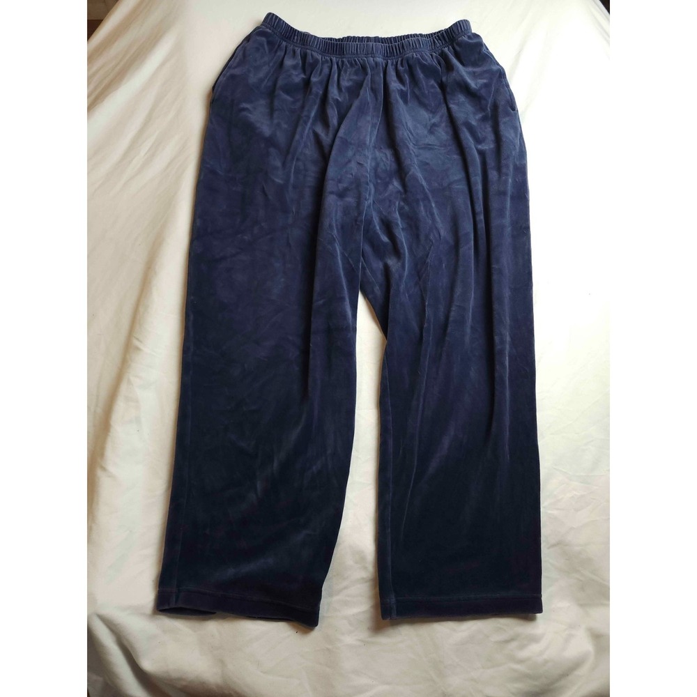 Parisian Works Pants Womens 3X Blue‎ Velour Paris Chic Quiet Luxury Loungewear